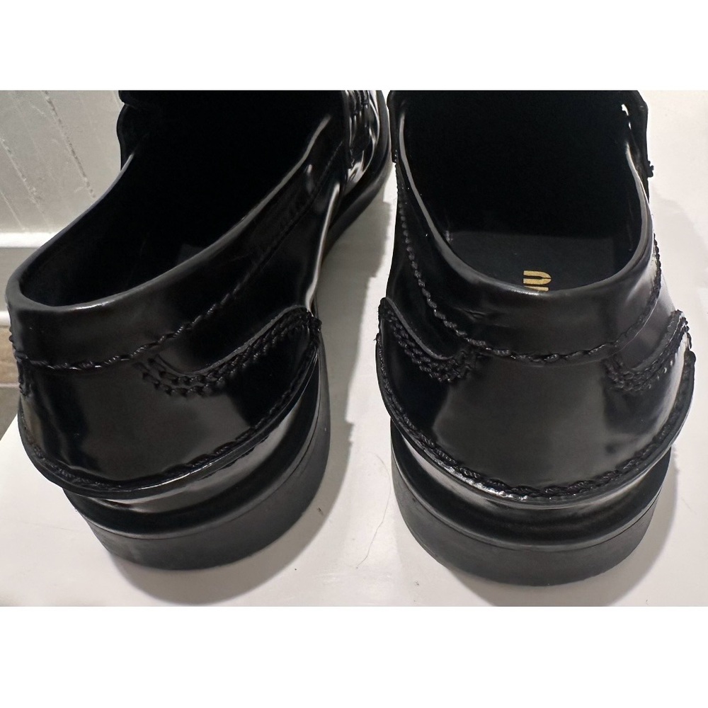 Miu Miu Women’s 7.5 Black Leather Penny Loafers - Picture 2 of 6